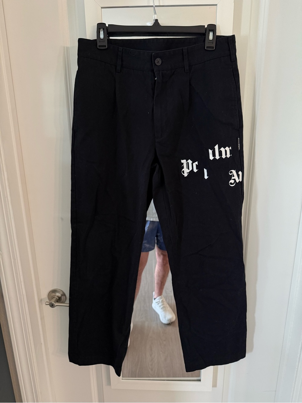 Palm Angels Black Logo Graphic Cotton Pants Size 32